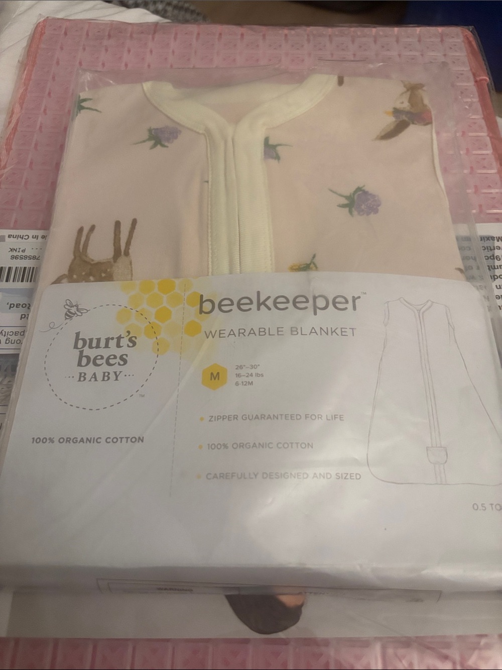 Burt's Bees Baby Pink Floral & Deer Wearable Blanket